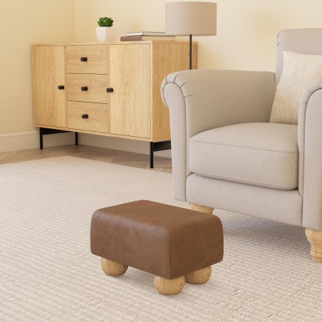 Small Italian Leather Footstools | UK handmade | Footstools Direct