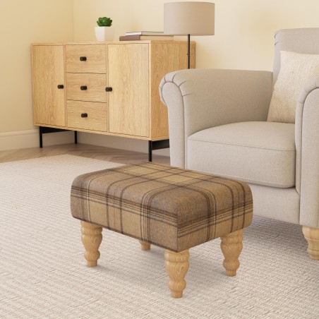 Large Tartan Material Footstools | Footstools Direct | Handmade Goods!