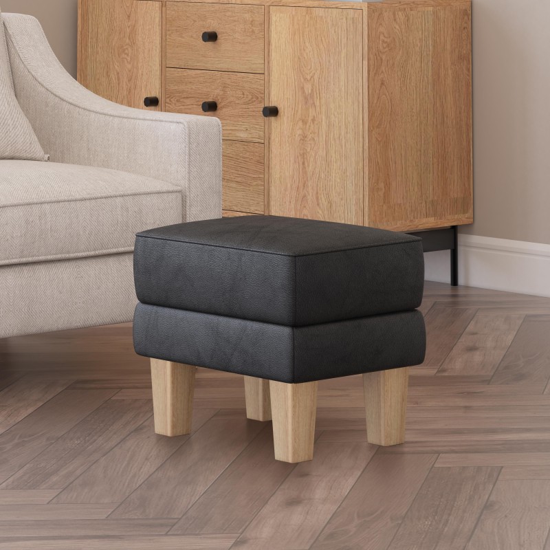 Handmade Hayden Storage Footstool in Leather, Wool & Velvet
