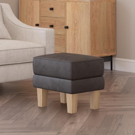 Handmade Hayden Storage Footstool in Leather, Wool & Velvet