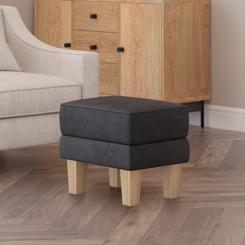 Handmade Hayden Storage Footstool in Leather, Wool & Velvet