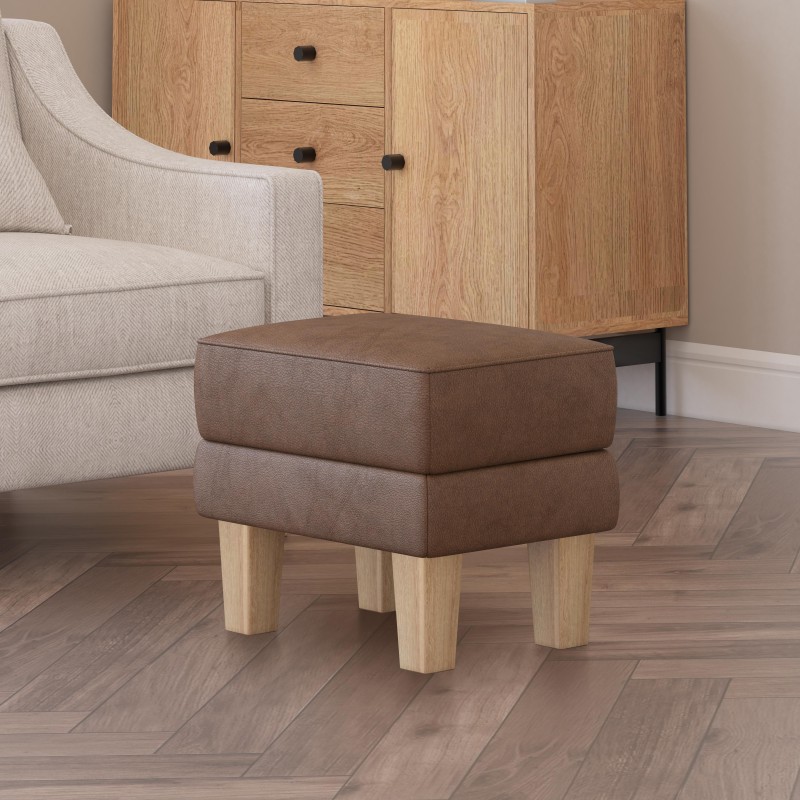 Handmade Hayden Storage Footstool in Leather, Wool & Velvet