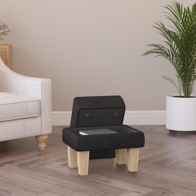 Handmade Hayden Storage Footstool in Leather, Wool & Velvet