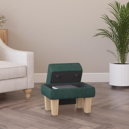 Handmade Hayden Storage Footstool in Leather, Wool & Velvet