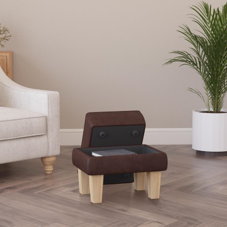 Handmade Hayden Storage Footstool in Leather, Wool & Velvet