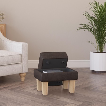 Handmade Hayden Storage Footstool in Leather, Wool & Velvet