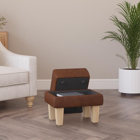 Handmade Hayden Storage Footstool in Leather, Wool & Velvet