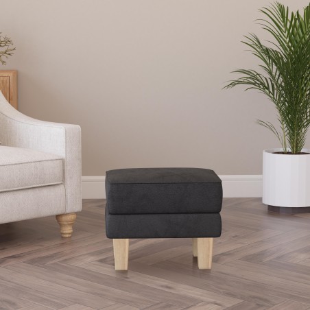 Handmade Hayden Storage Footstool in Leather, Wool & Velvet