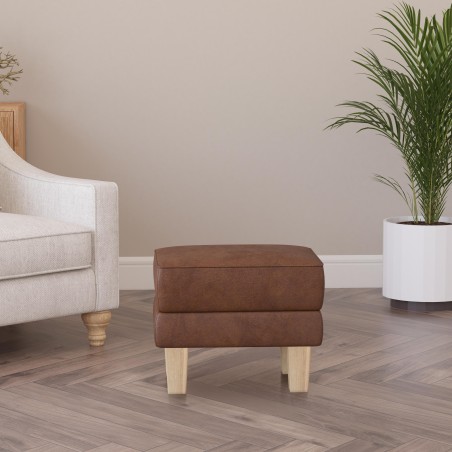 Handmade Hayden Storage Footstool in Leather, Wool & Velvet