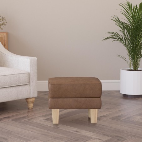 Handmade Hayden Storage Footstool in Leather, Wool & Velvet