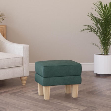 Handmade Hayden Storage Footstool in Leather, Wool & Velvet