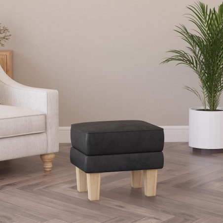 Handmade Hayden Storage Footstool in Leather, Wool & Velvet
