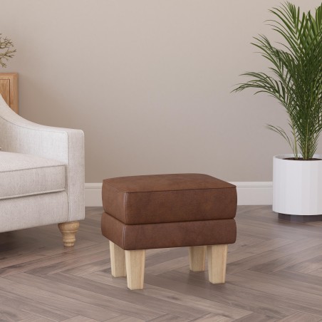 Handmade Hayden Storage Footstool in Leather, Wool & Velvet
