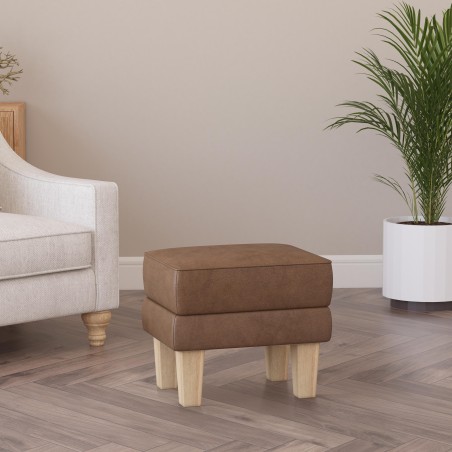 Handmade Hayden Storage Footstool in Leather, Wool & Velvet