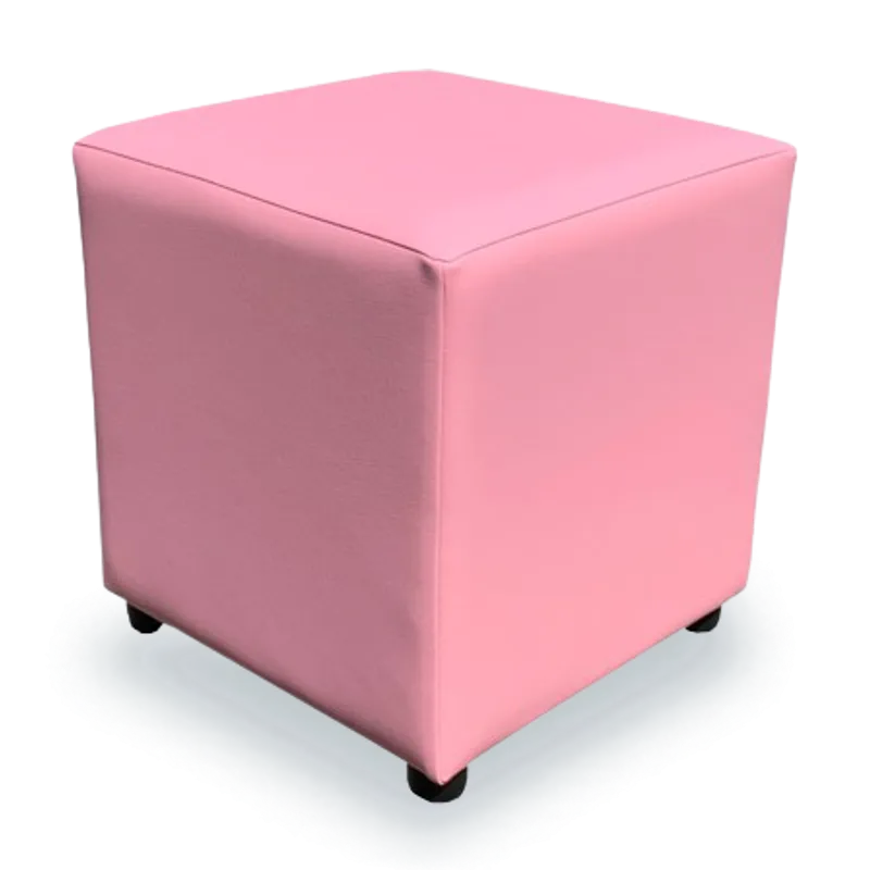 Faux Leather Cube Seating Pink Ice Faux Leather