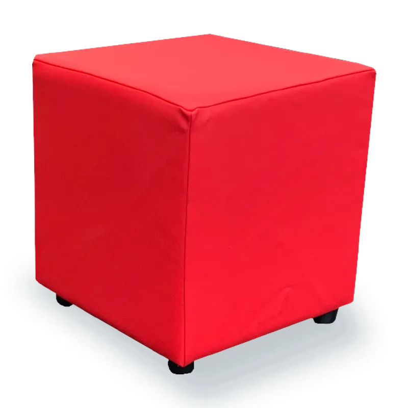 Faux Leather Cube Seating Pillarbox Faux Leather (Red)