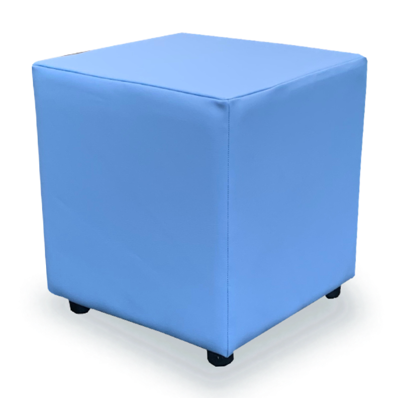 Faux Leather Cube Seating Sky Faux Leather (Blue)