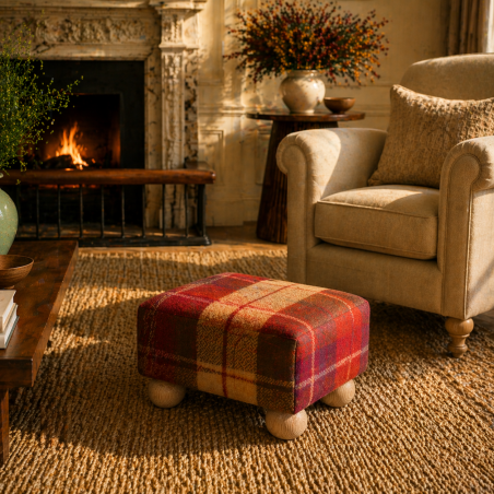 Small Tartan Wool Footstools | UK handmade | Footstools Direct