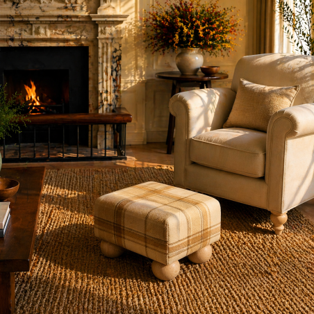 Small Tartan Wool Footstools | UK handmade | Footstools Direct