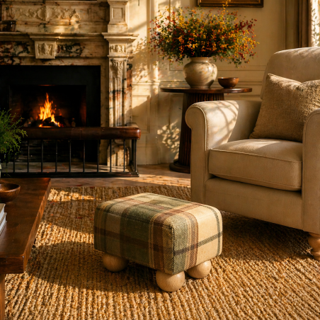Small Tartan Wool Footstools | UK handmade | Footstools Direct