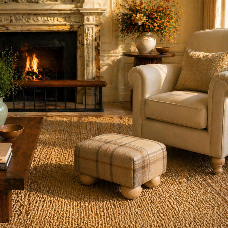 Small Tartan Wool Footstools | UK handmade | Footstools Direct