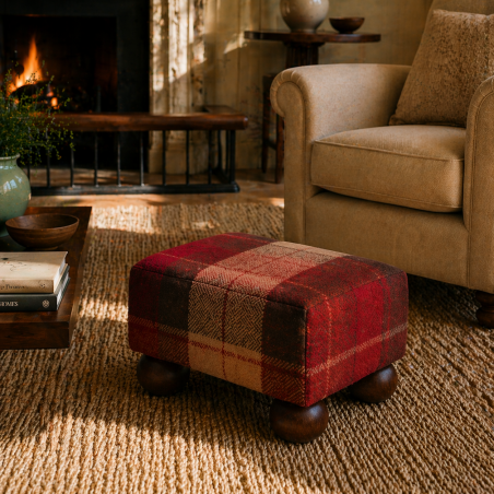 Small Tartan Wool Footstools | UK handmade | Footstools Direct