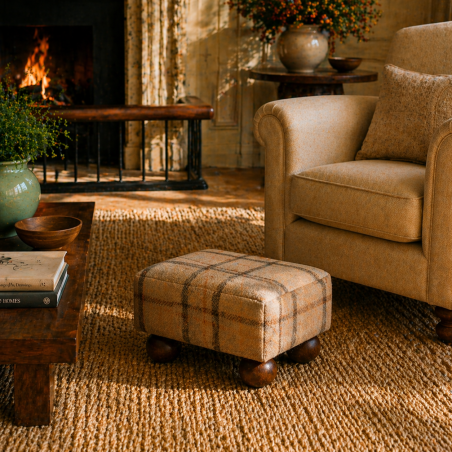 Small Tartan Wool Footstools | UK handmade | Footstools Direct