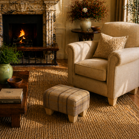 Small Tartan Wool Footstools | UK handmade | Footstools Direct