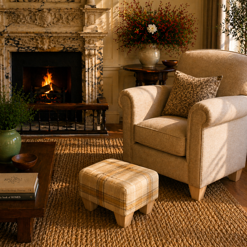 Small Tartan Wool Footstools | UK handmade | Footstools Direct