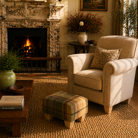 Small Tartan Wool Footstools | UK handmade | Footstools Direct