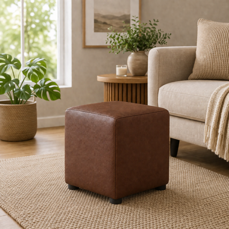 Italian Leather Cube Seats | UK Handmade | Footstools Direct