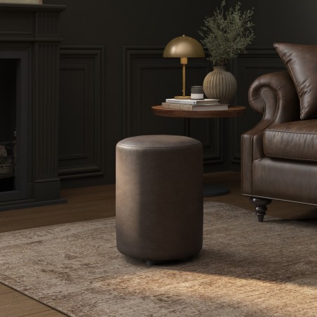 Italian Leather Round Stools | Footstools Direct | UK handmade
