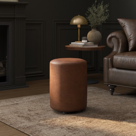 Italian Leather Round Stools | Footstools Direct | UK handmade