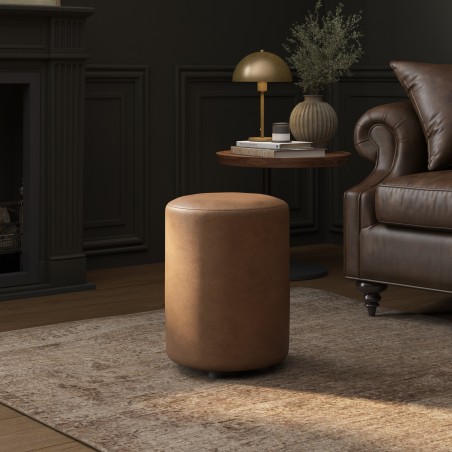 Italian Leather Round Stools | Footstools Direct | UK handmade