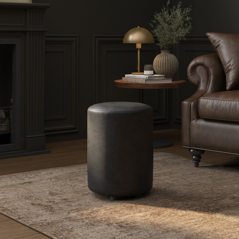Italian Leather Round Stools | Footstools Direct | UK handmade