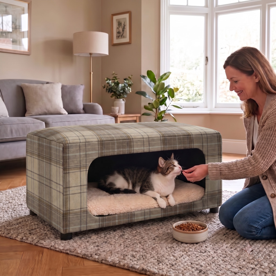 Hide & Rest Pet Tartan Footstool