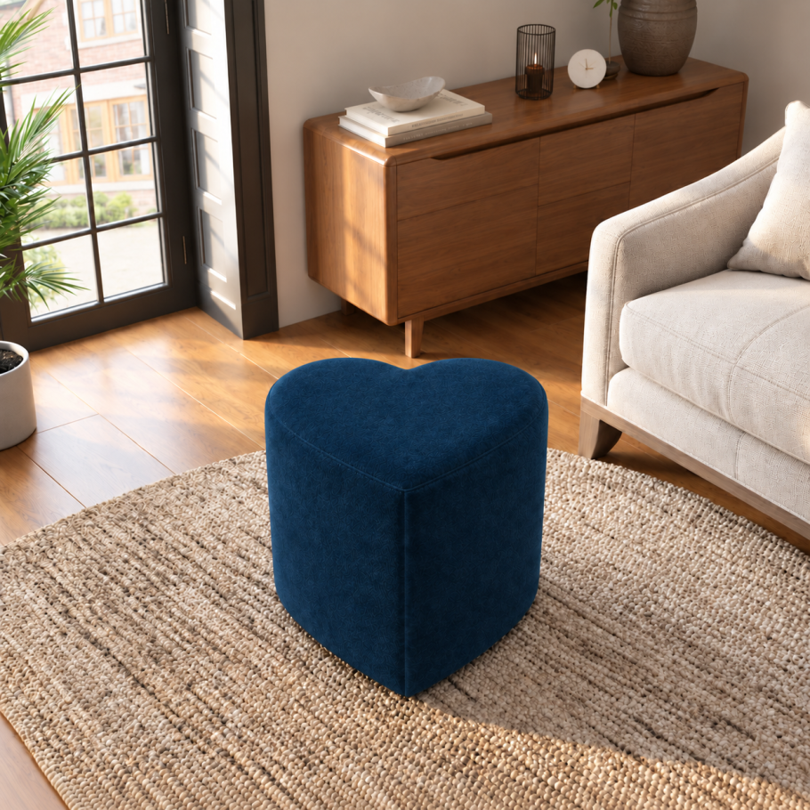 Plush Velvet Heart Shaped Footstool