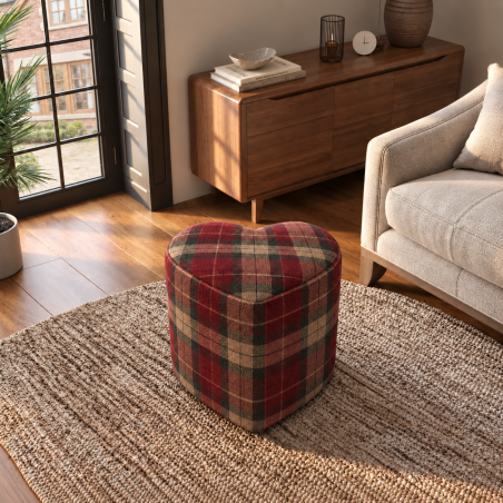 Tartan Heart Shaped Footstool