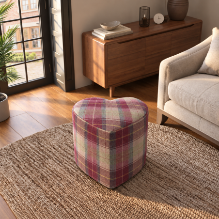 Tartan Heart Shaped Footstool