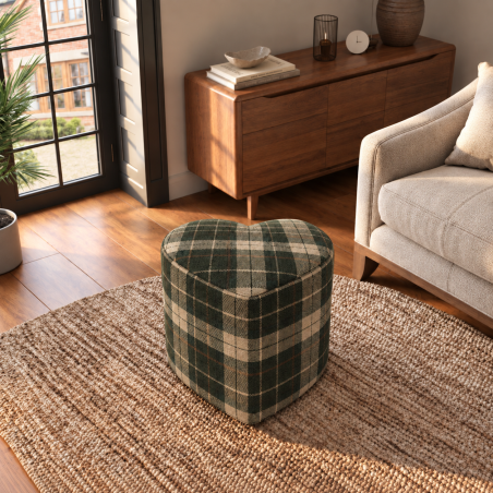 Tartan Heart Shaped Footstool
