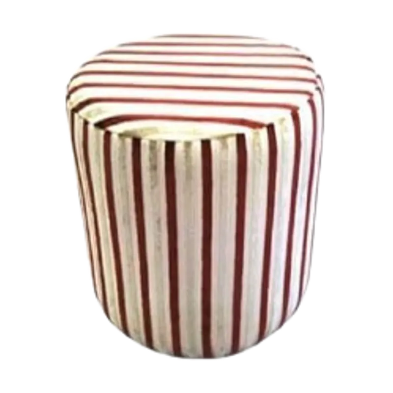 Fabric Material Round Stools Gold & Henna Candy Stripe Fabric (Gold/Red)
