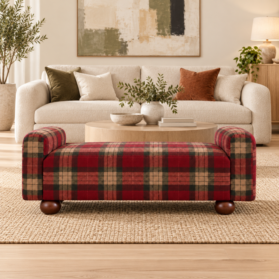 Tartan Chevron Footstool