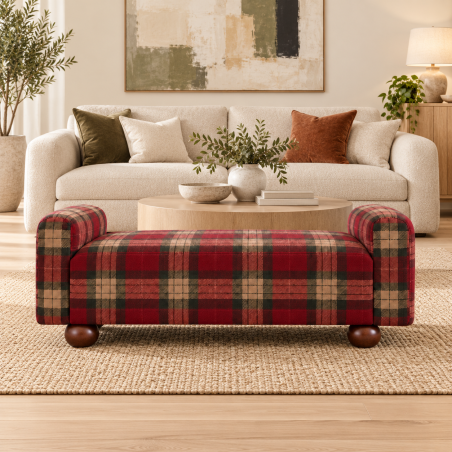 Highland Tartan Upholstered Bench