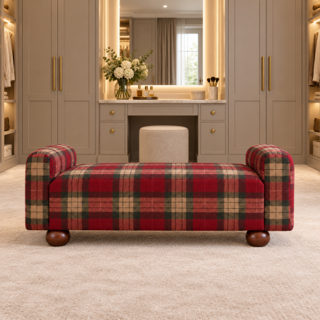 Highland Tartan Upholstered Bench