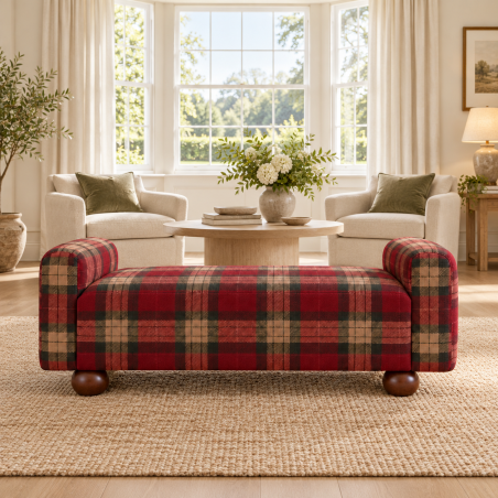 Highland Tartan Upholstered Bench