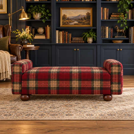 Tartan Chevron Footstool