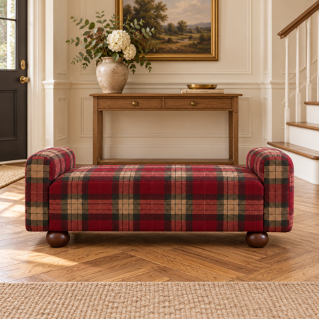 Highland Tartan Upholstered Bench