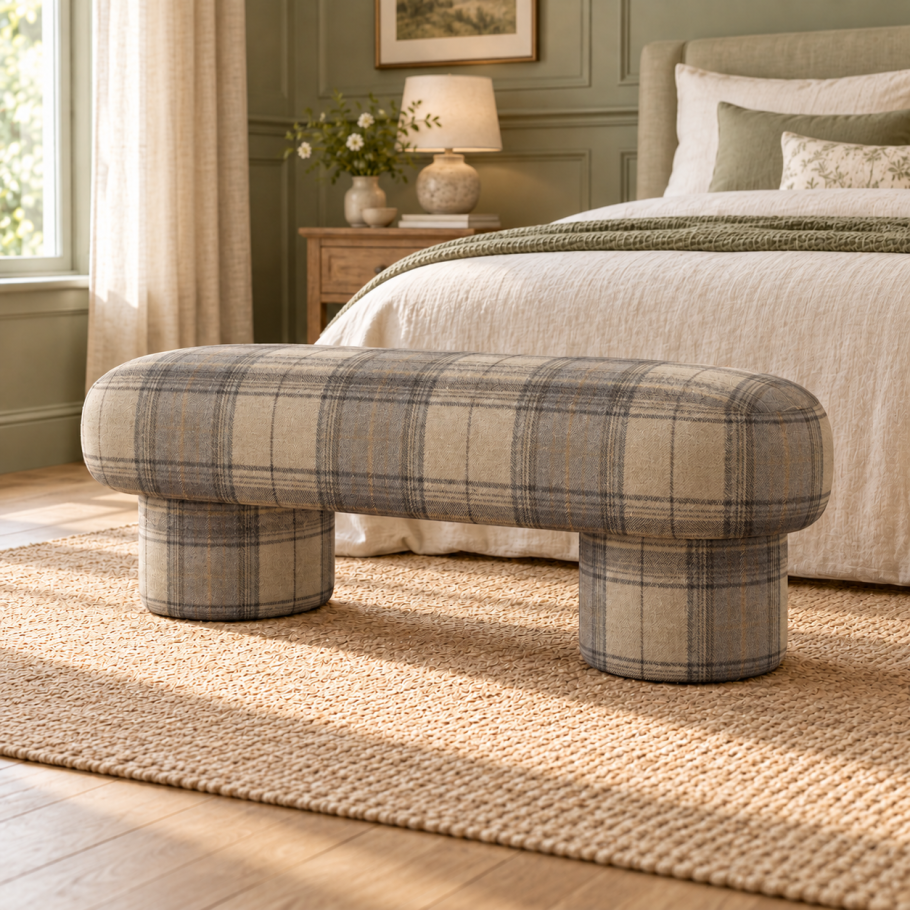 Carousel Tartan Bench | Contemporary Upholstered Seating