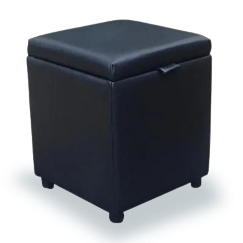 Cube Storage Ottomans Black Style Leather