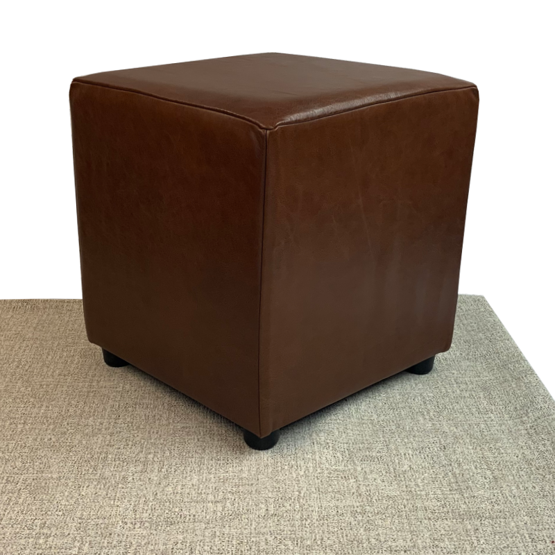 Italian Leather Cube Seating Rust Aged Leather (Brown)